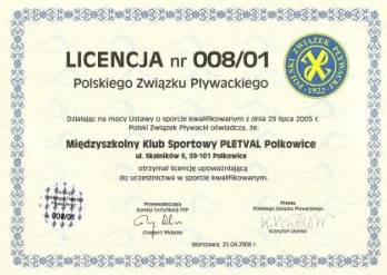 Licencja Polskiego Związku Pływackiego